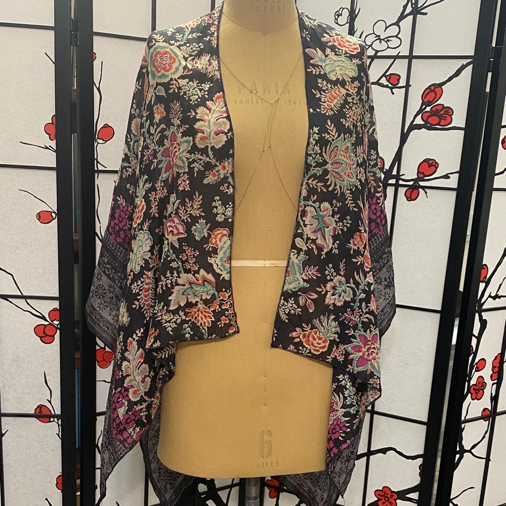 Subtle Luxury Floral Kimono - Black and Multicolor